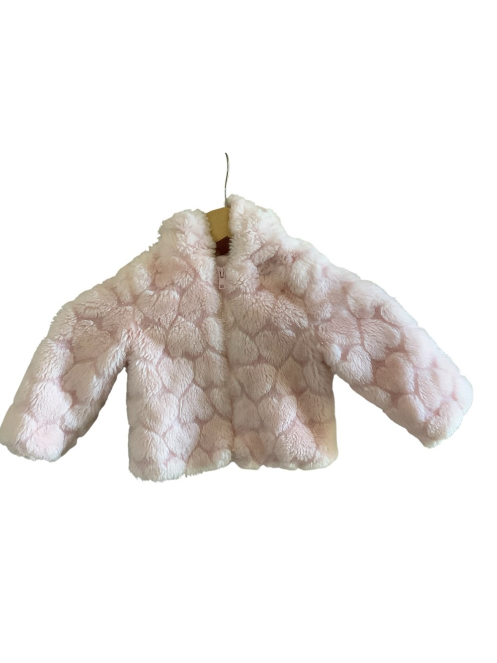 Rothschild Light Pink Faux Fur Heart-Pattern Jacket SZ 18 months